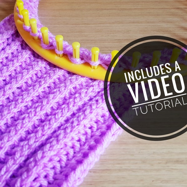 Modèle d'écharpe en point de brioche en tricot métier à tisser + tutoriel vidéo