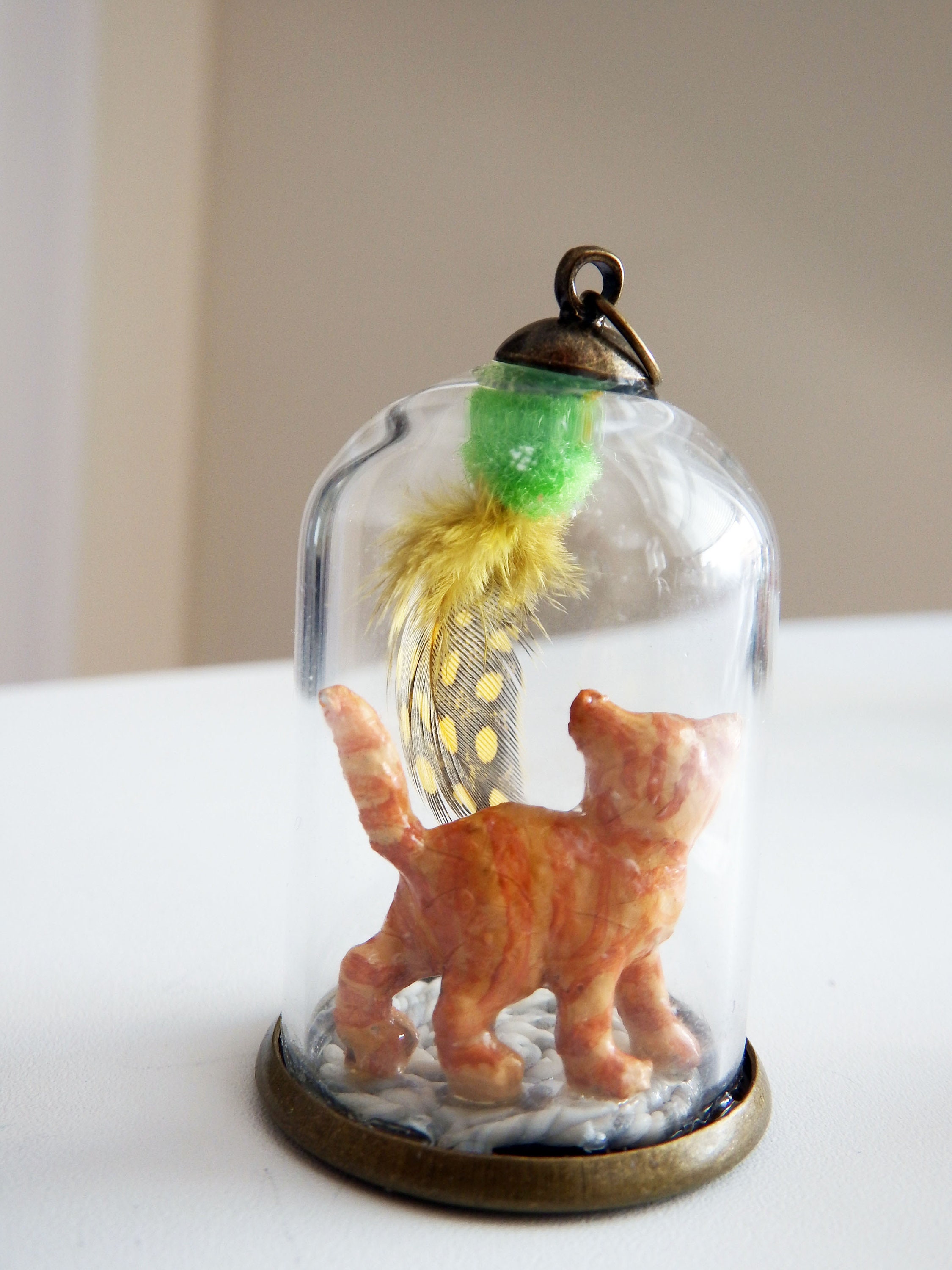 Cat Themed Gift Orange Tabby Cat Necklace Glass Globe Etsy