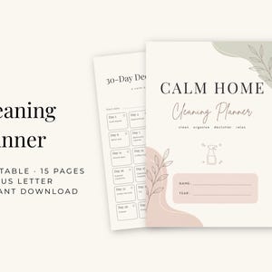 Calm Home Cleaning Planner Printable - Cleaning Checklist, Declutter Challenge & Chore Chart  - A4 and US Letter PDF