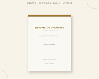 LIBYDAN Livsorganisatör Utskrivbar och ifyllbar PDF, 43-sidig budget, daglig, arbets- och målplanerare, digital nedladdning