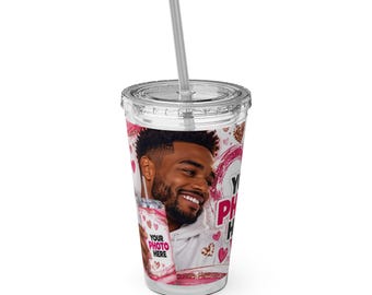 Personalized Photo Tumbler | Custom Picture Cup | 16oz Acrylic Tumbler with Straw | Custom Photo Gift