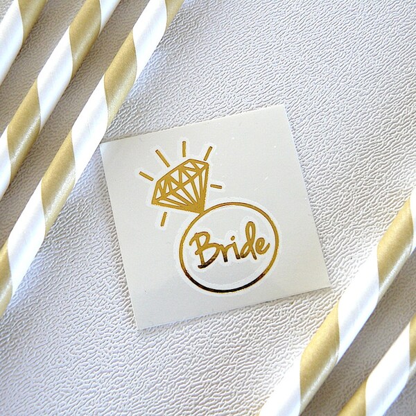 Bride Ring - one - temporary GOLD tattoo - bachelorette bridal party favor - READY-to-SHIP