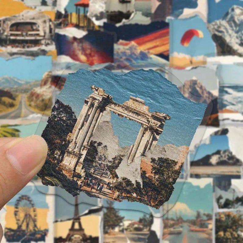 Historic architecture landscape sticker close-up