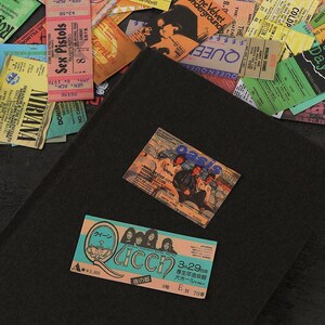 Music sticker examples on dark fabric