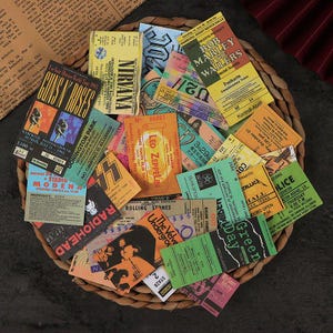 Concert ticket-style sticker assortment
