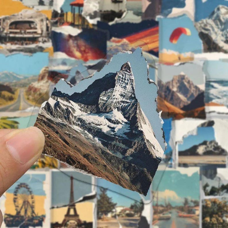 Alpine landscape sticker close-up