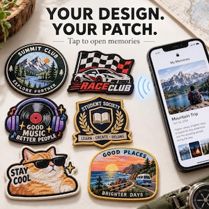 Custom Embroidered NFC Patches, Interactive Memory Webpages, Team Badges (20 Pieces)