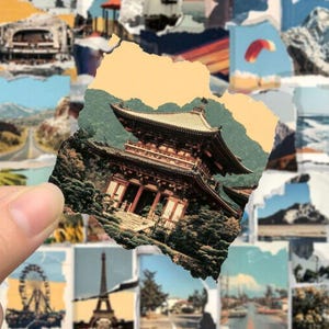 Mountain architecture sticker close-up
