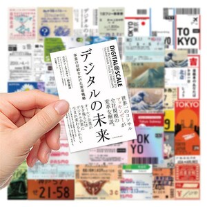 Japan typography sticker held in front of assortment