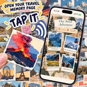 Nature and Landscape Stickers,  With NFC Tags, For Scrapbook, 50 Piece Travel Journal Pack, Custom Stickers