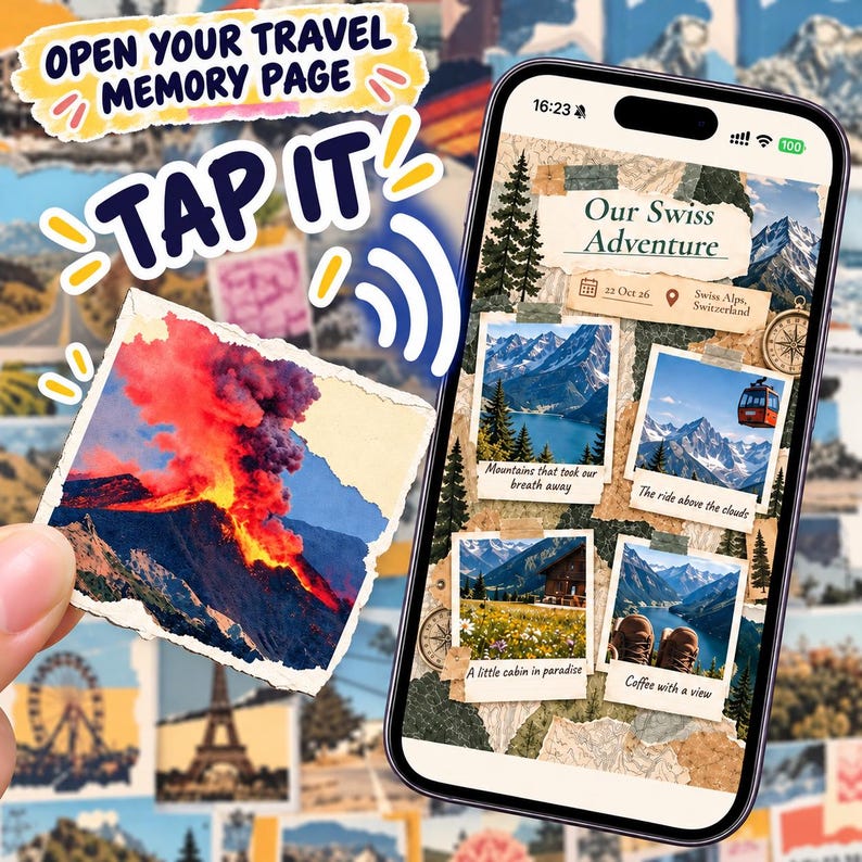 Prepared nature travel NFC concept graphic
