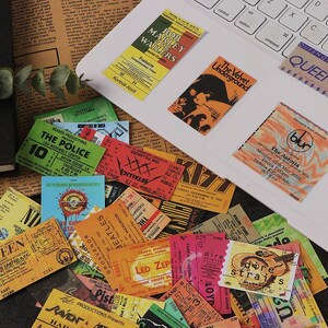 Rock ticket sticker assortment with notebook