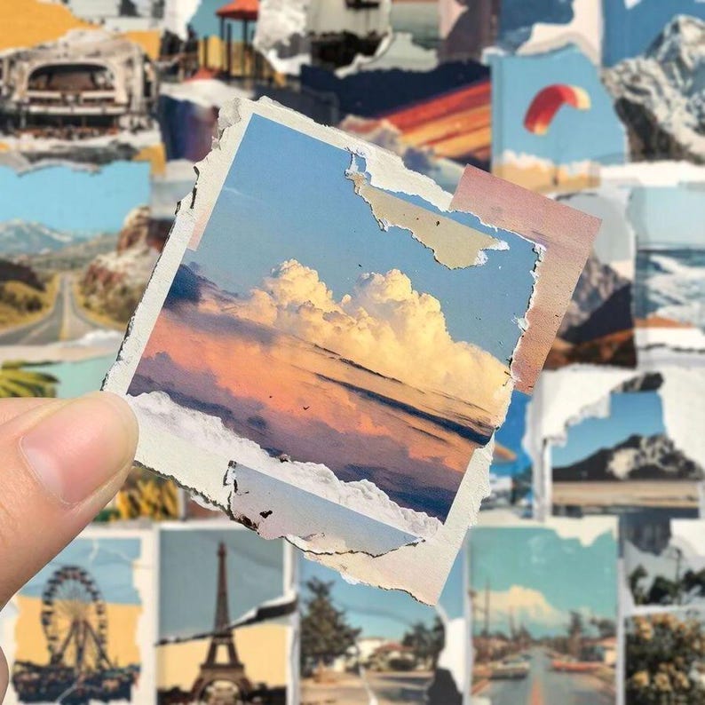 Sunset scenery sticker close-up