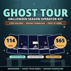 Ghost Tour Business Kit, Haunted Walking Tour Script, Route Planner, Guide Training, Ticket Pricing, Safety Waivers, 114 Page Printable Kit