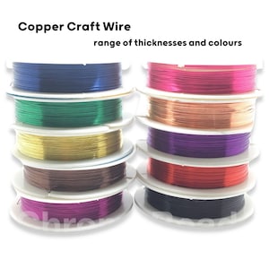 Copper Craft Wire reel: for wirework beading wrapping jewellery making, choice of thicknesses and colours