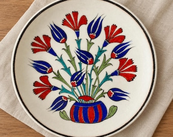 Plato decorativo de cerámica tradicional turca hecho a mano – 18 cm (7 pulgadas)