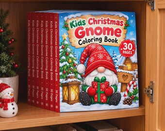 Christmas Gnome Coloring Book for Kids, festive art, tree scenes, winter fun
