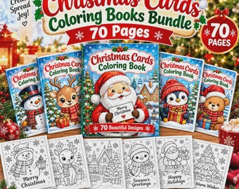 Holiday Coloring Book and Card Bundle, Printable Winter Designs