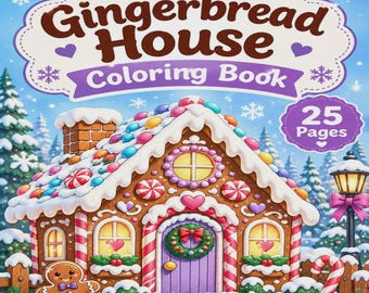 Christmas Coloring Pages of Sweet Cottages, 25 Page Download, Cozy Winter Scenes
