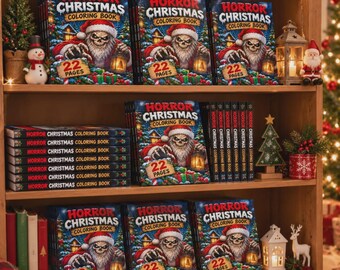 Horror Christmas Coloring Book for Adults, 22 Pages, Creepy Santa, Holiday Art