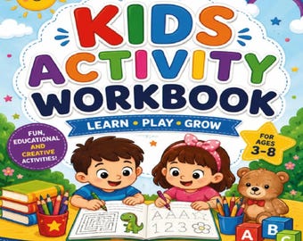 Printable Colouring Pages for Young Kids, Activity Workbook, Ages 3 to 8, Learning Games