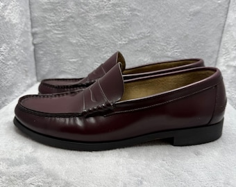 Carl Michaels heren penny loafers van bordeauxrood leer, gemaakt in Spanje, maat 9.5 EEE 10454762