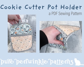 Cookie Cutter Pot Holder PDF Pattern, Digital File PDF, Downloadable Pattern to Sew, Rectangle Pot Holder, Potholder