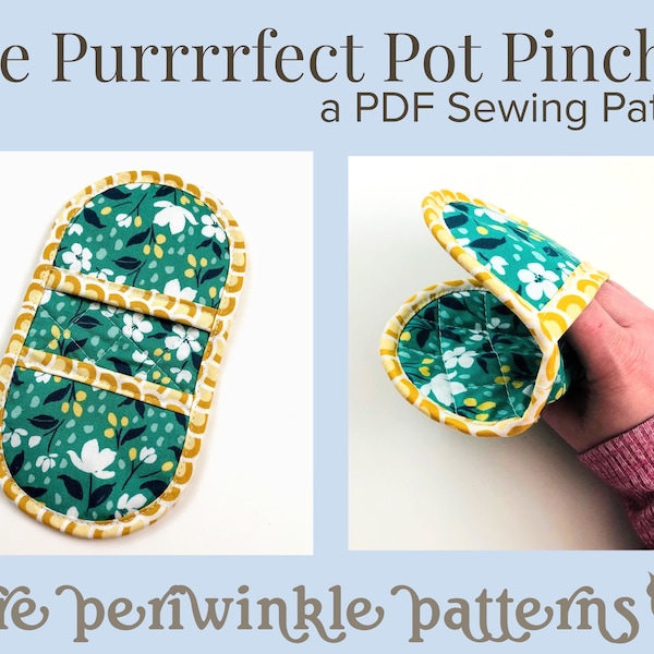 The Purrrrfect Pot Pincher Potholder PDF Pattern with Video Tutorial, Digital File PDF, Downloadable Pattern to Sew, Perfect Pot Holder