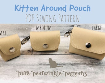 Kitten Around Pouch PDF, Digital File PDF, Downloadable Pattern to Sew, Wireless Earbud Case, Earbud Holder