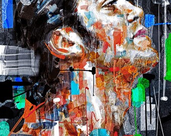 Javier Bardem-tryck, konstgiclée av författaren, ikonisk spansk skådespelareporträttmålning, filmälskarens gåva, filmiskt expressionistiskt konstverk