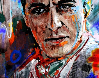 Al Pacino-tryck, Fine Art Giclée av författaren, Gudfadern Michael Corleone-bild, expressionistiskt maffiafilmsporträtt, filmälskarens gåva