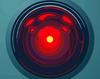HAL 9000-tryck, Fine Art Giclée av författaren, 2001 A Space Odyssey-bild, retro sci-fi-väggkonst, minimalistisk filmälskare-present
