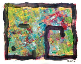 Abstrakt Impasto oljemålning, Fine Art Giclée av författaren, Färgglad texturerad väggkonst för vardagsrum, Modern livfull heminredning
