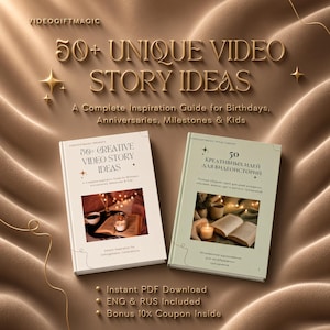 Guide de 50 idées de scénarios vidéo, concepts de vidéos de vœux, suggestions de scripts pour présenter des cadeaux d'anniversaire, idées de cadeaux vidéo (PDF), téléchargement instantané
