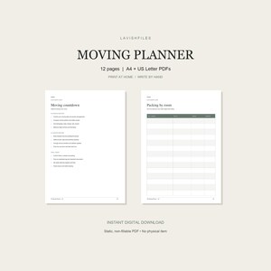Moving Planner Printable: Packing Checklist & Box Inventory, A4 and US Letter PDF
