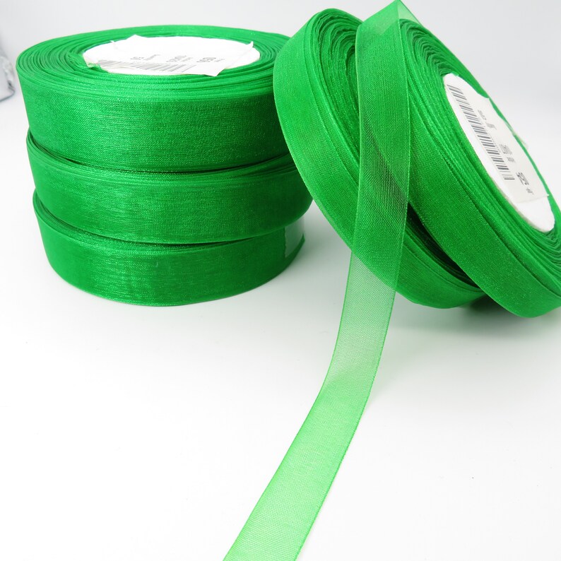 Organza Chiffon Ribbon Emerald Green x 50y 45m CLEARANCE
