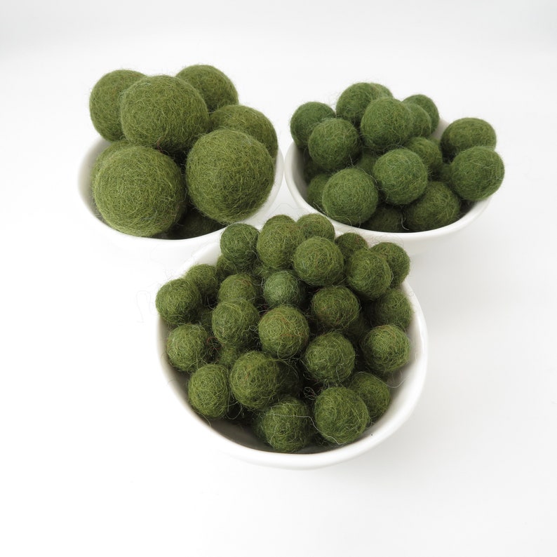 100/% Wool Felt Balls Felt balls Wool Felt Balls Pom Poms Avocado x 10-3 Sizes