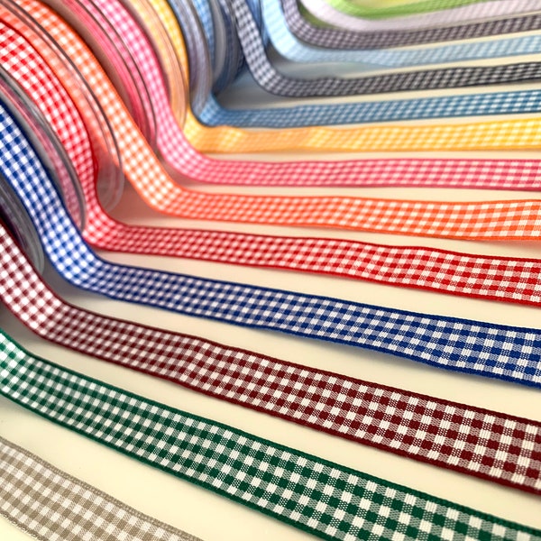 CLOSING DOWN Berisford's 15mm Traditional Gingham Ribbon - 16 colours - 3m lengths