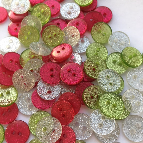 13mm Glitter Buttons 20pk Silver glitter buttons/Red glitter Etsy