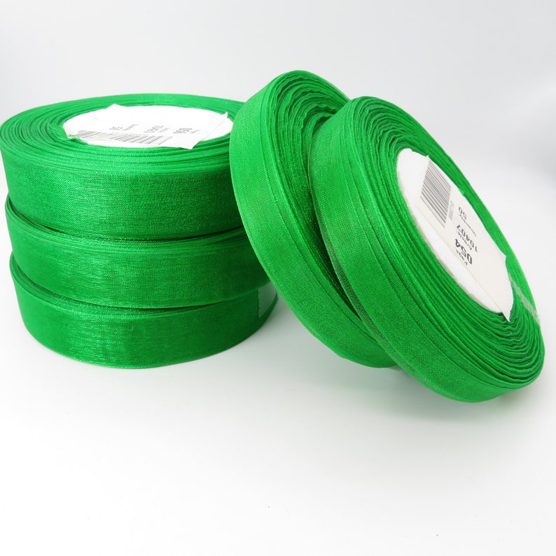 Organza Chiffon Ribbon Emerald Green x 50y 45m CLEARANCE