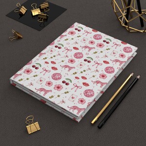 Pink Leopard Pattern Journal | Floral, Bows, Cherries, Disco Ball