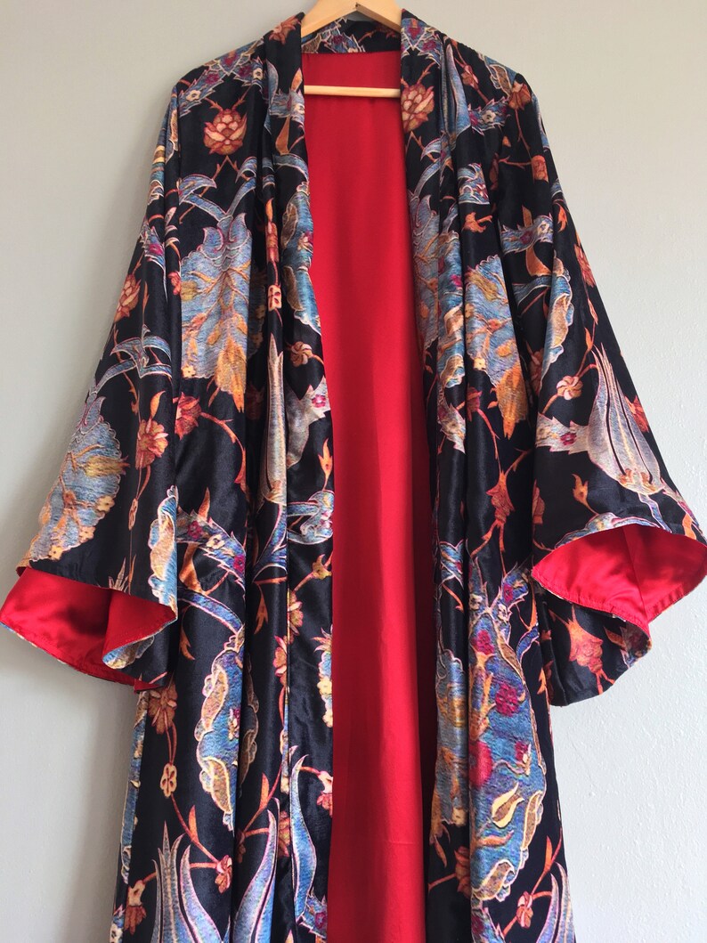 Mens Dressing Gown Ottoman Italian Baroque Style Long Velvet Robe Lined In Red Satin Warm Big Tall Black Red Long Robe Soft Warm Bathrobe Men S Clothing Clothing Valresa Com