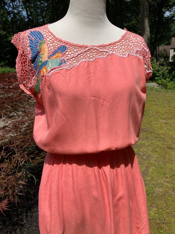 Vintage Pink Parrot Bay Trading Dress Tiki Sundre… - image 3