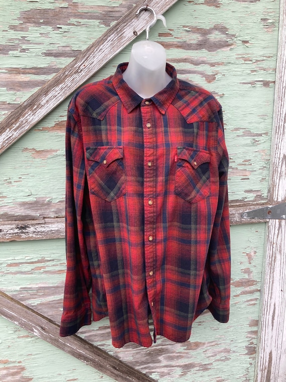 Vintage Levis Red Plaid Shirt Flannel Lumberjack Work Shirt - Etsy