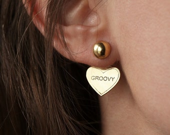 Groovy heart 24k gold plated ear jackets