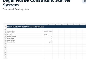 Legal Nurse Consultant Case Review & Business Spreadsheet