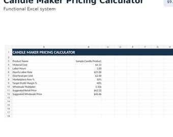 Candle Pricing Calculator Spreadsheet