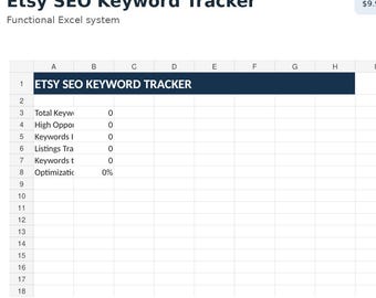 Etsy SEO Keyword Tracker Spreadsheet