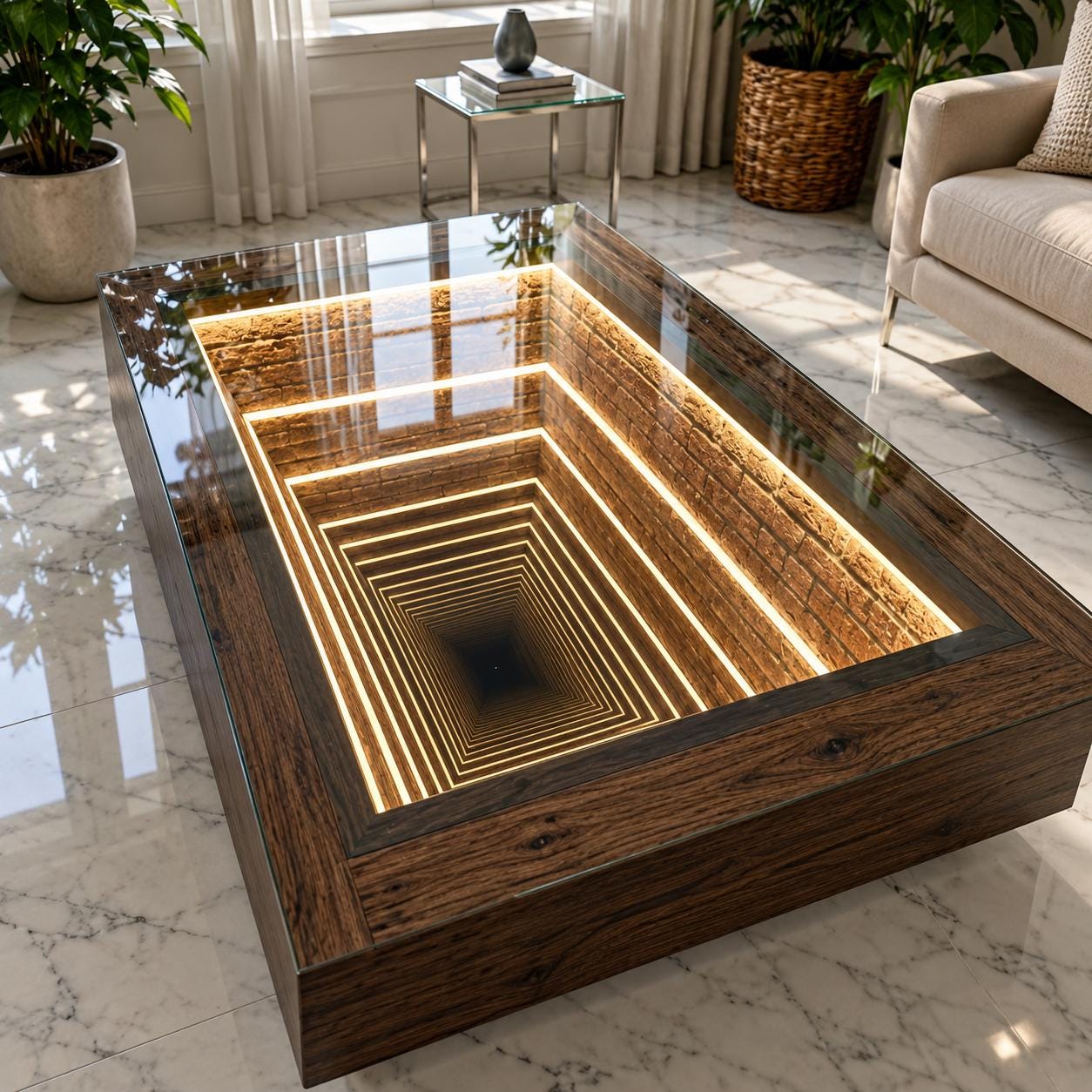 インフィニティミラー ローテーブル （室内用） Infinity mirror table - Etsy 日本