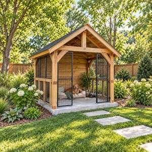 Planos para caseta de perro con estructura de madera / Proyecto de carpintería para exteriores (PDF)